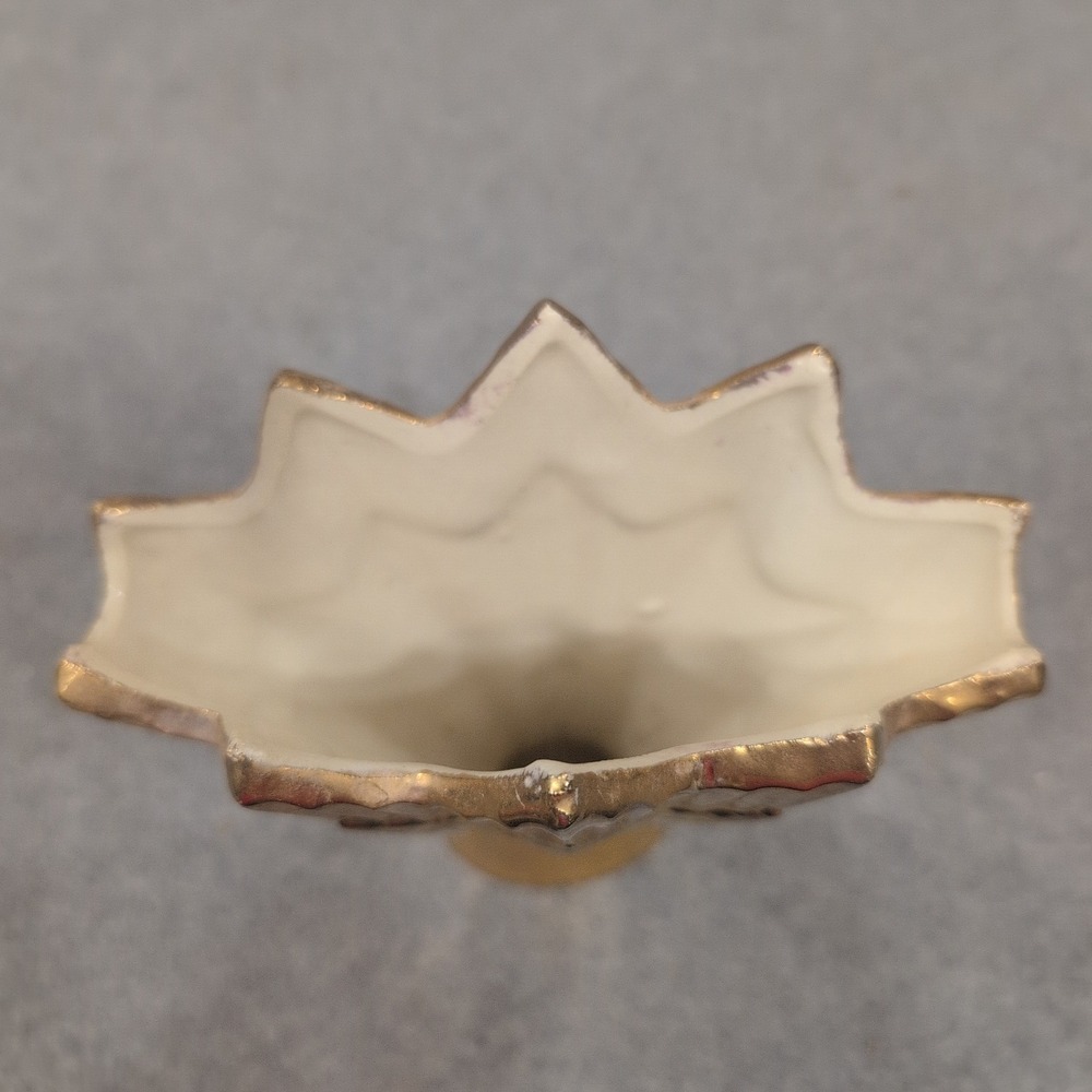 Vintage Art Deco Gold Metallic Ceramic Fan Sunburst Bud Vase - Picture 3 of 6